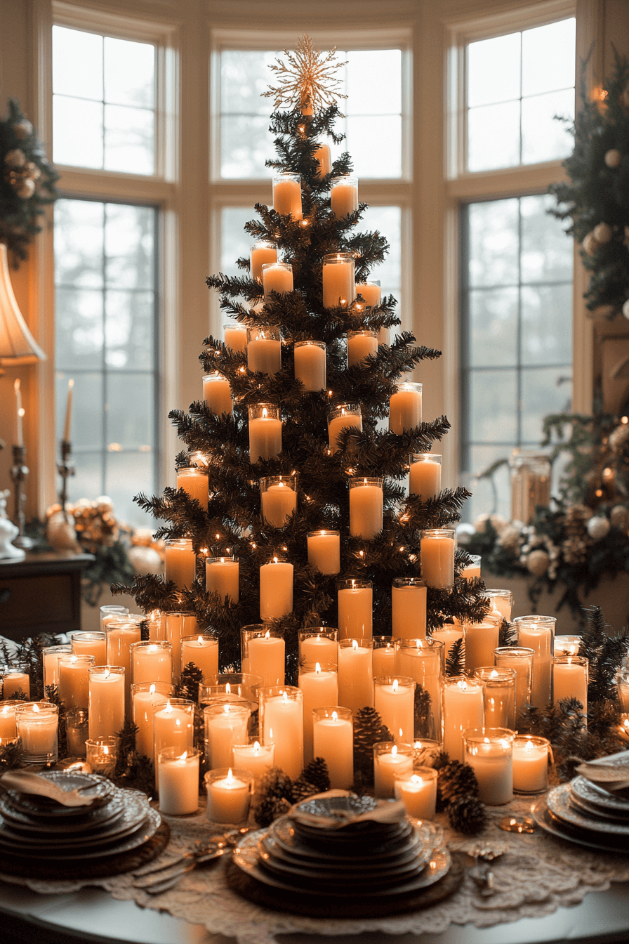 13 evergreen candle tree feature
