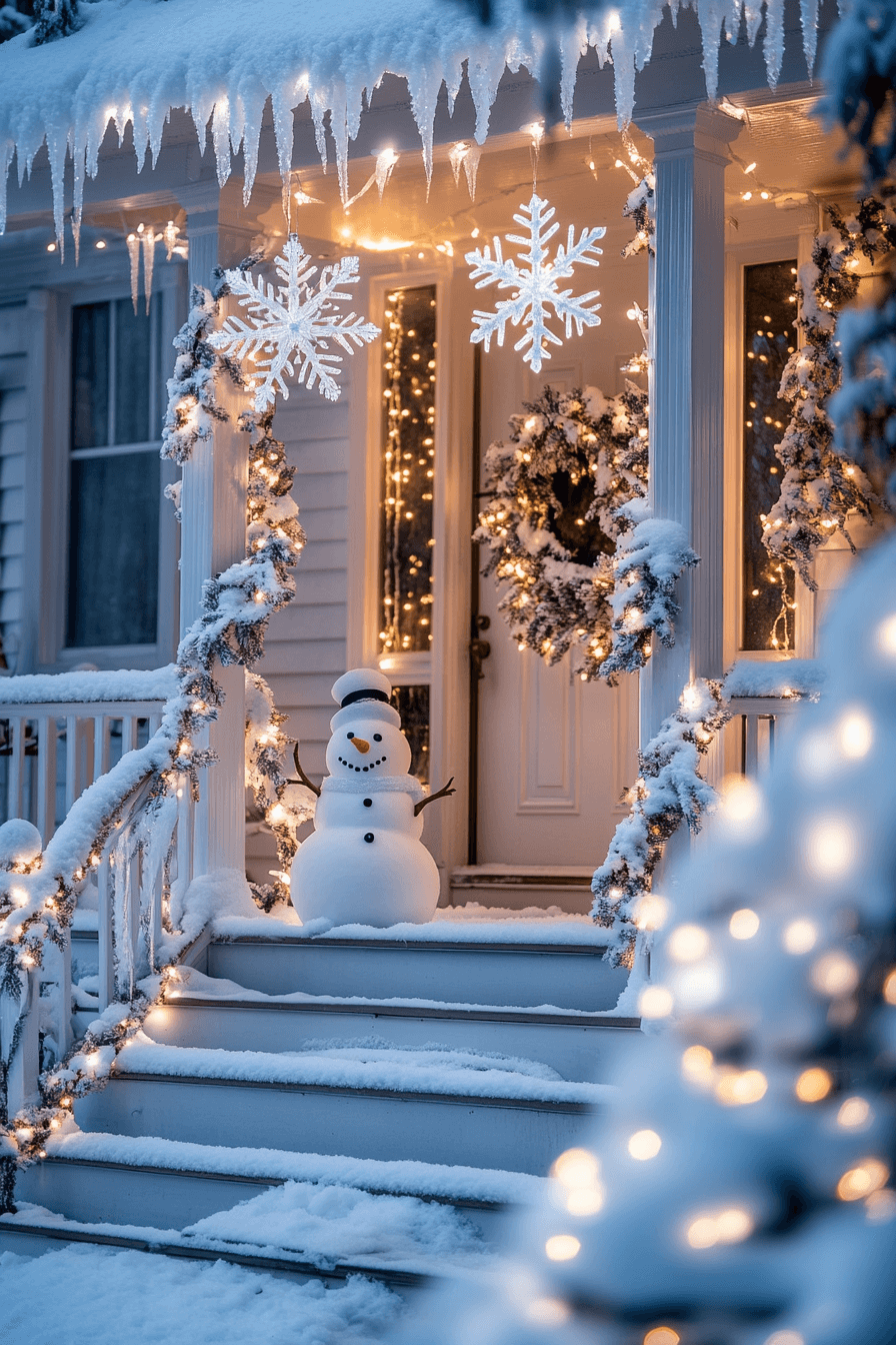 13 snowflake shimmer porch theme