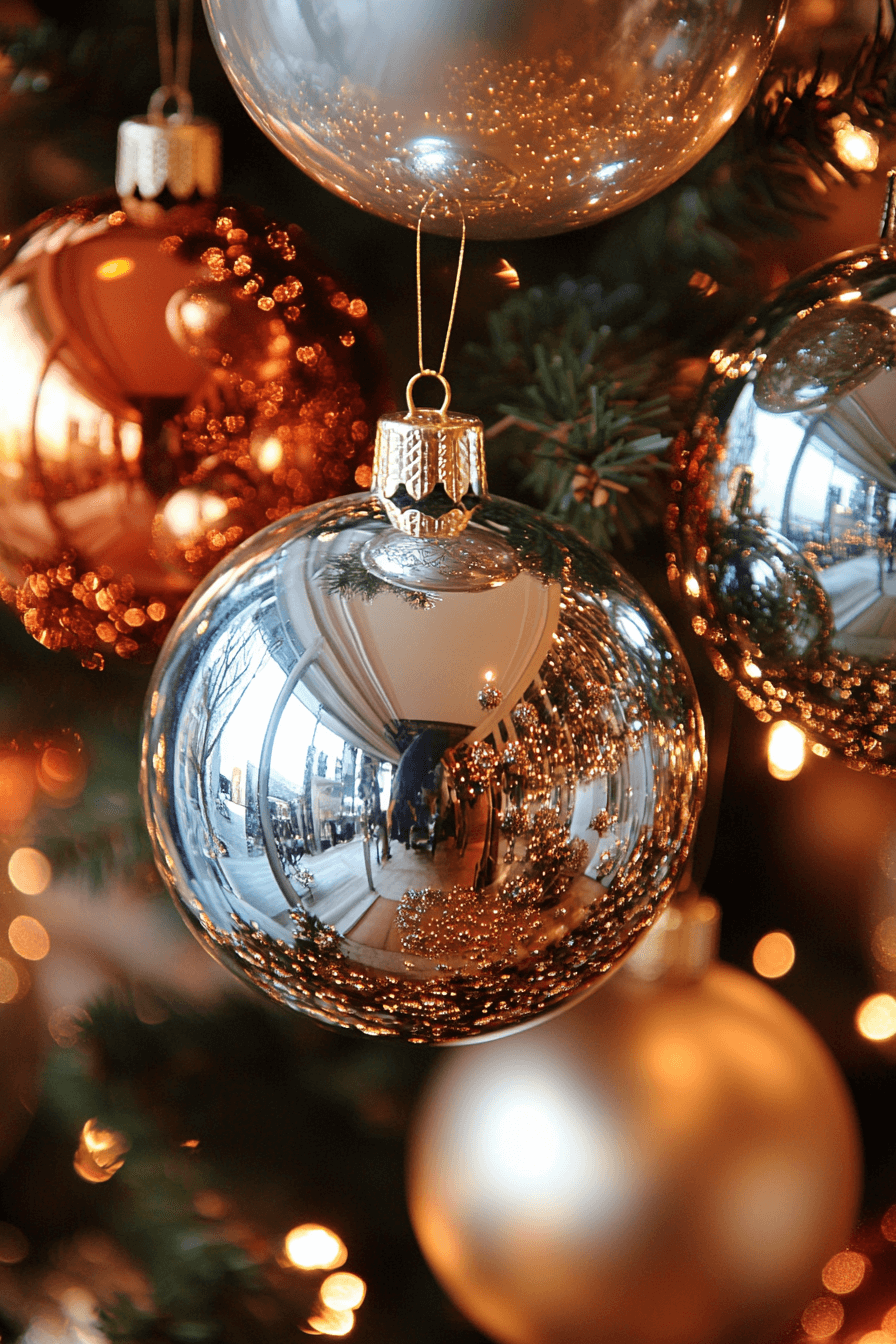 14 gleaming metallic ornament set