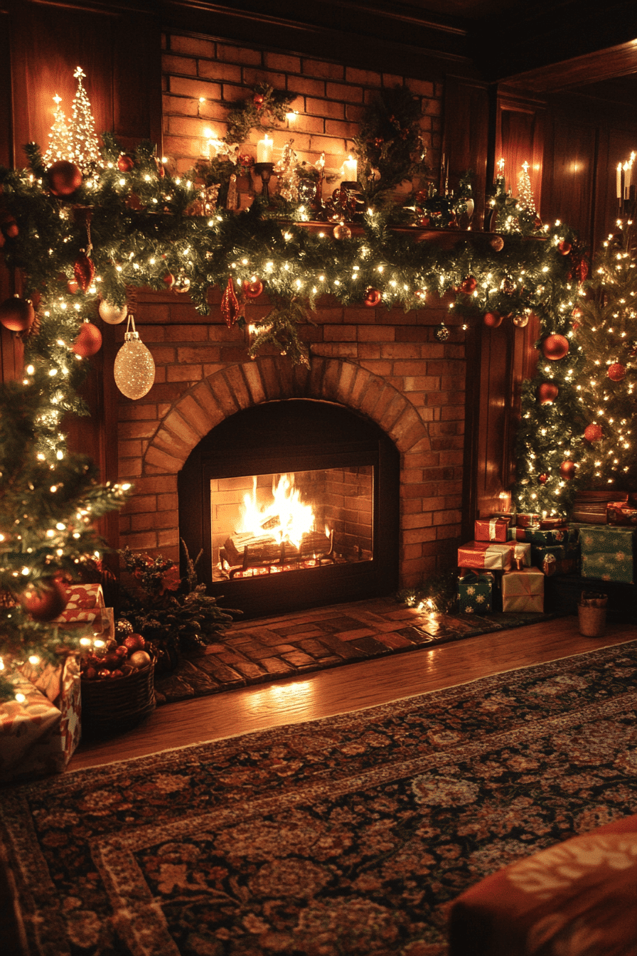 15 light filled holiday mantel