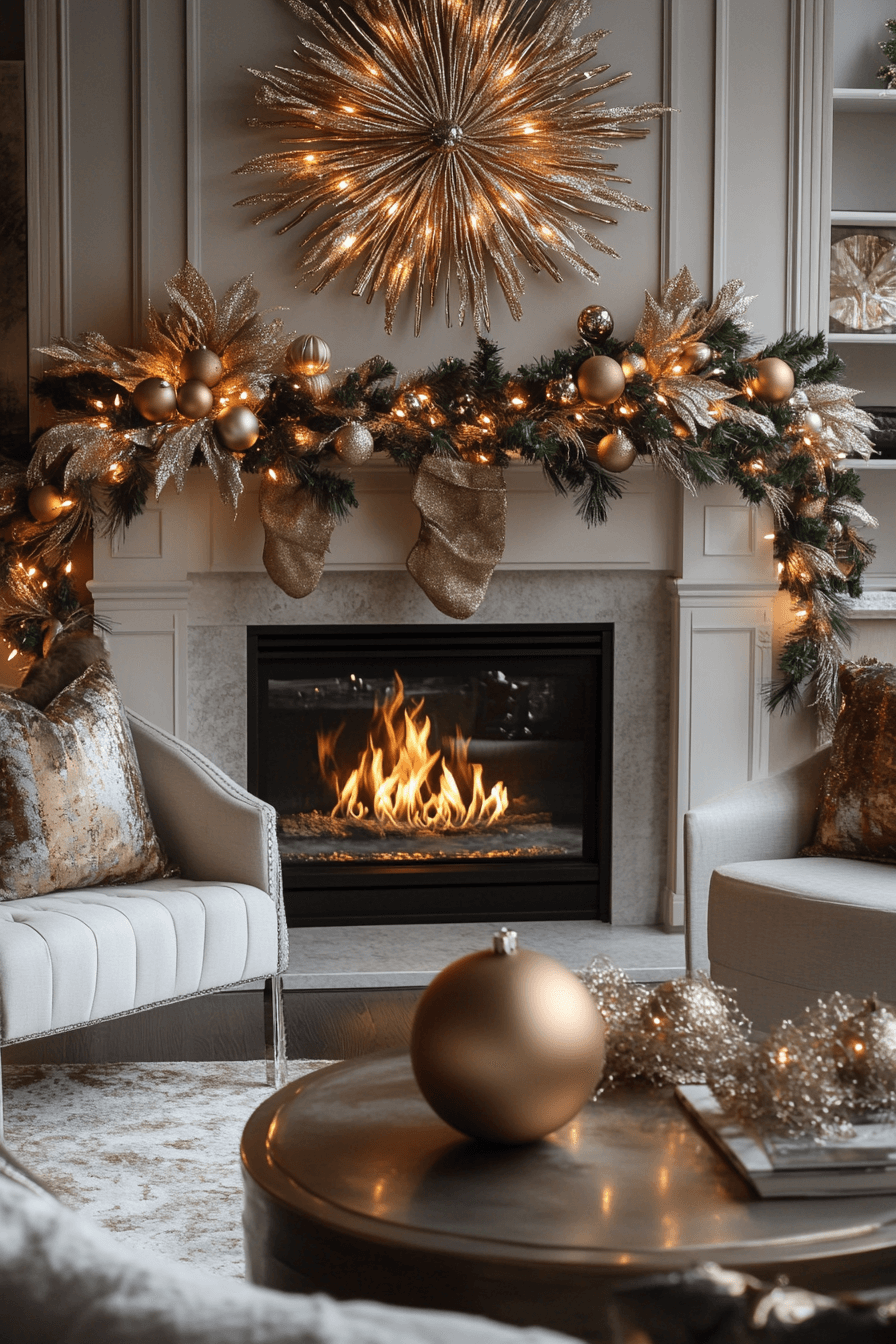 17 contemporary metallic holiday mantel