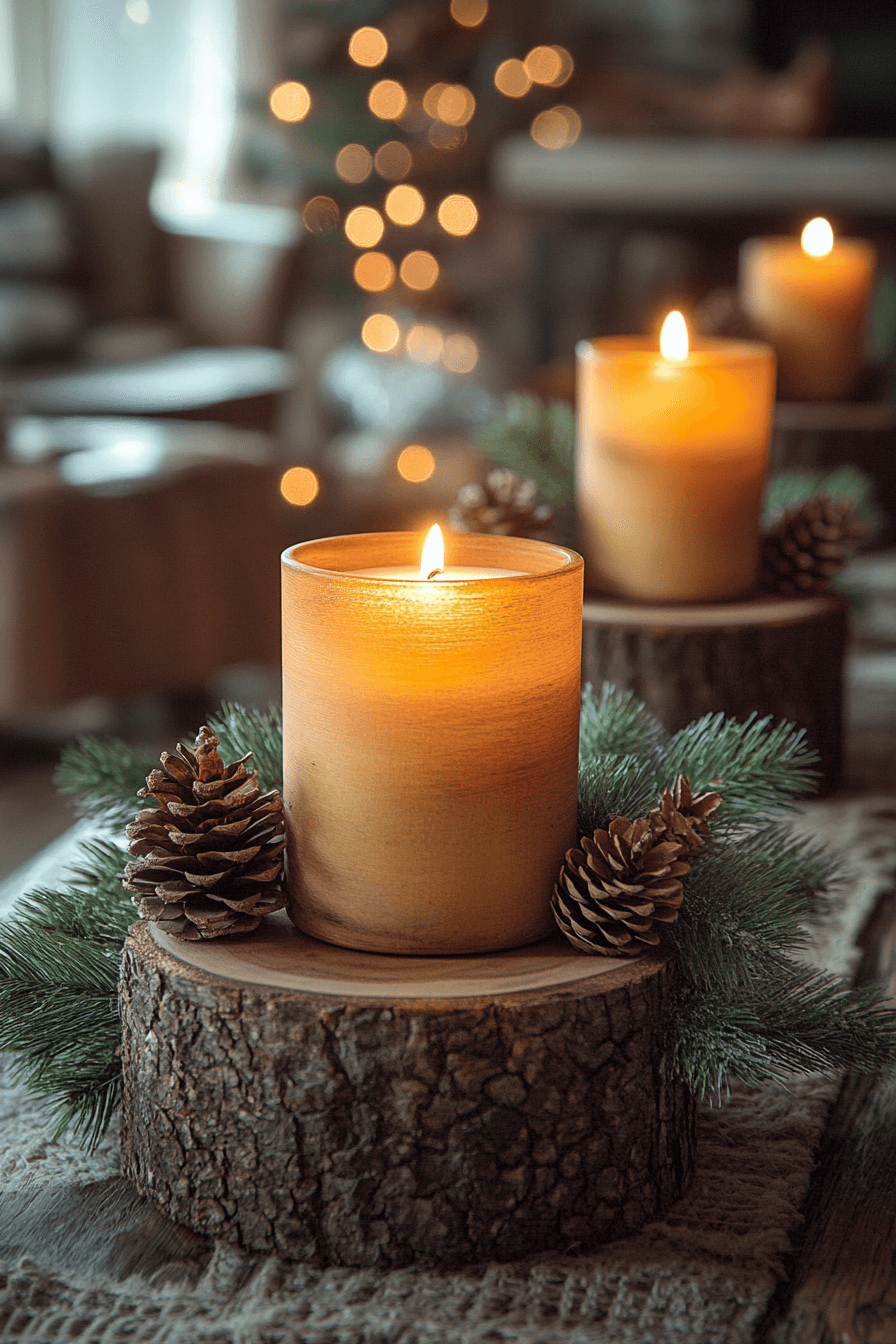 17 wood base candle highlight