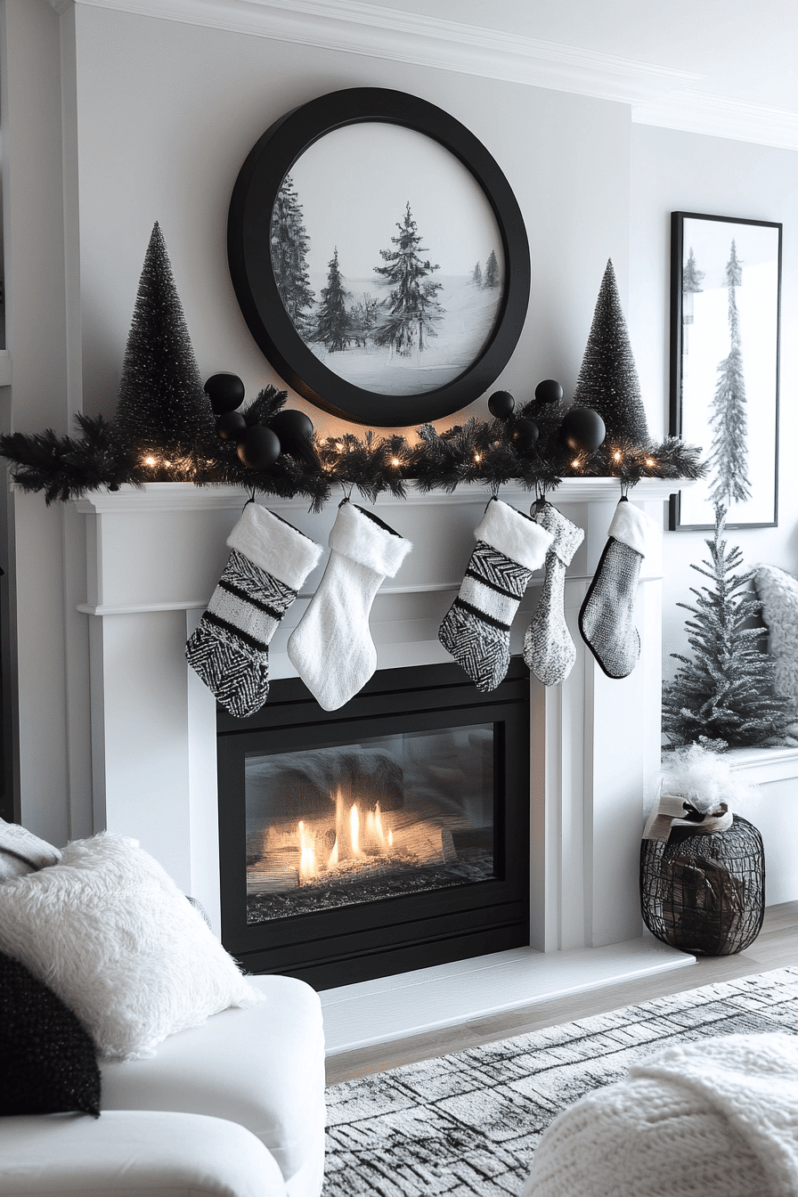 19 bold contrast hearth design