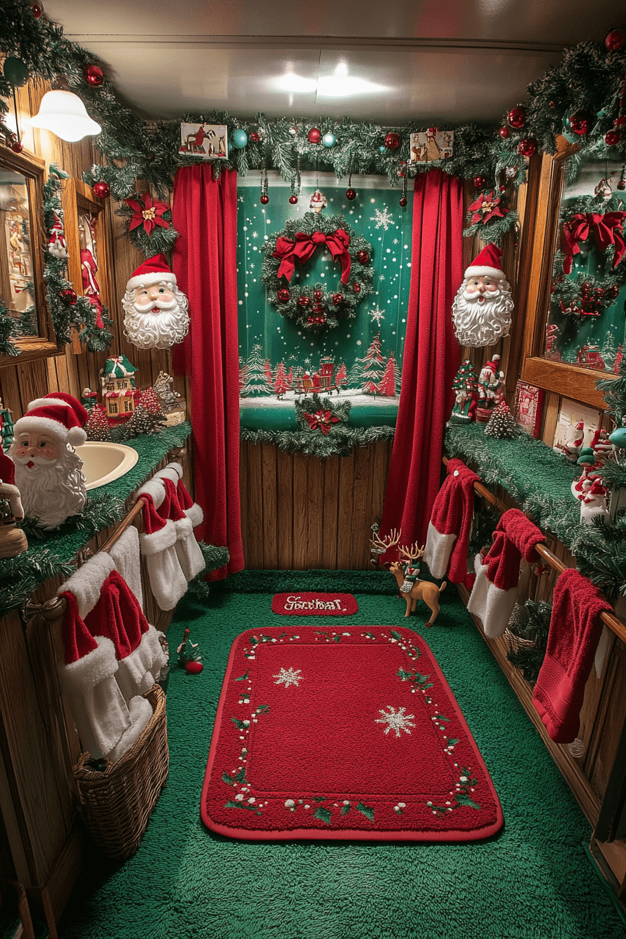 2 santas holiday bath corner