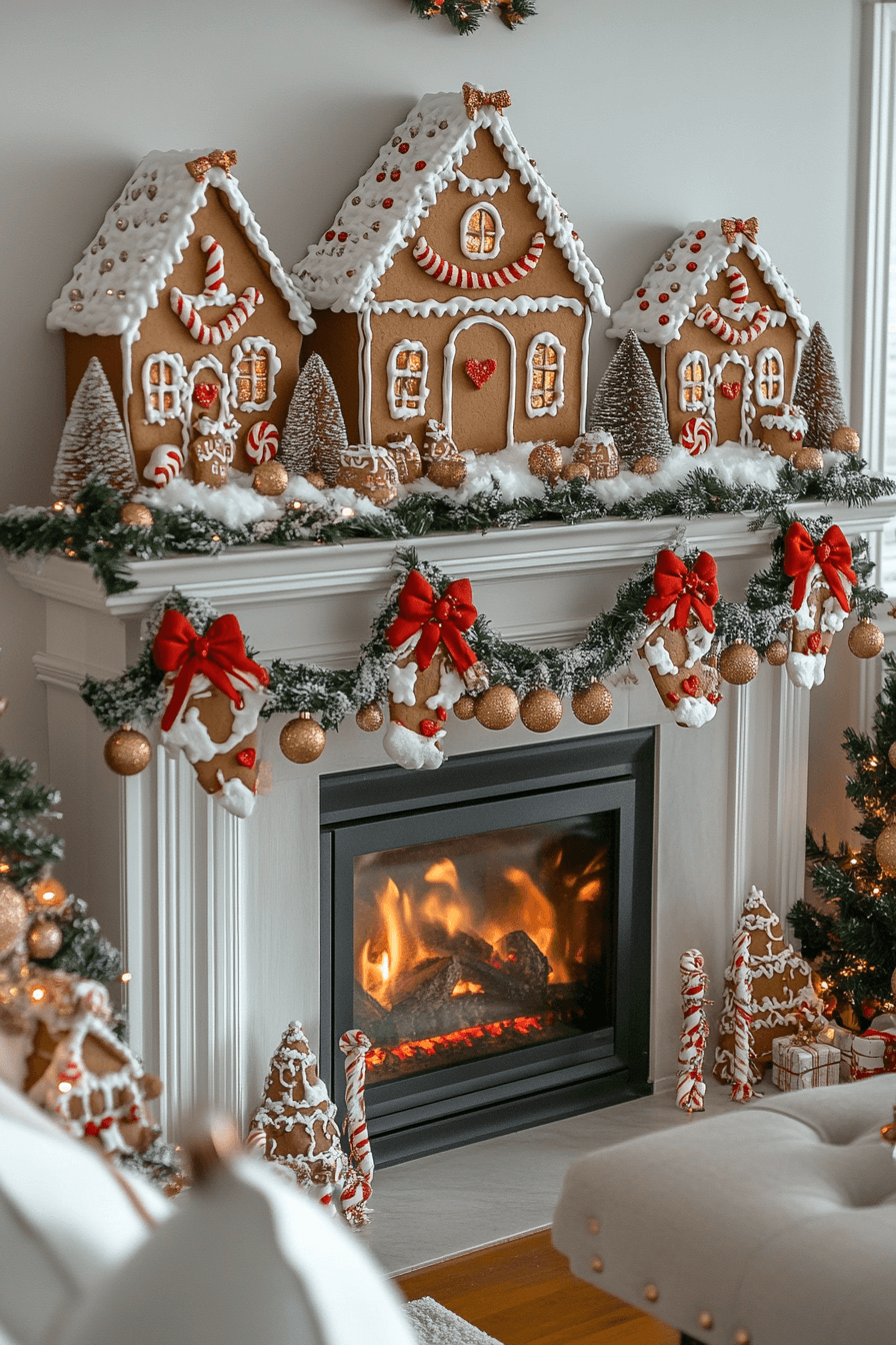 21 sweet gingerbread mantel display