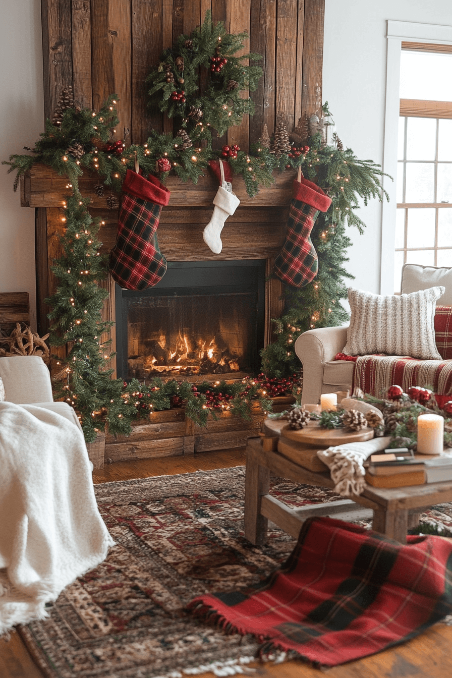 23 classic plaid pine mantel
