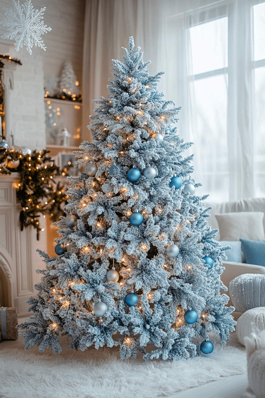 3 frosted blue tree fantasy