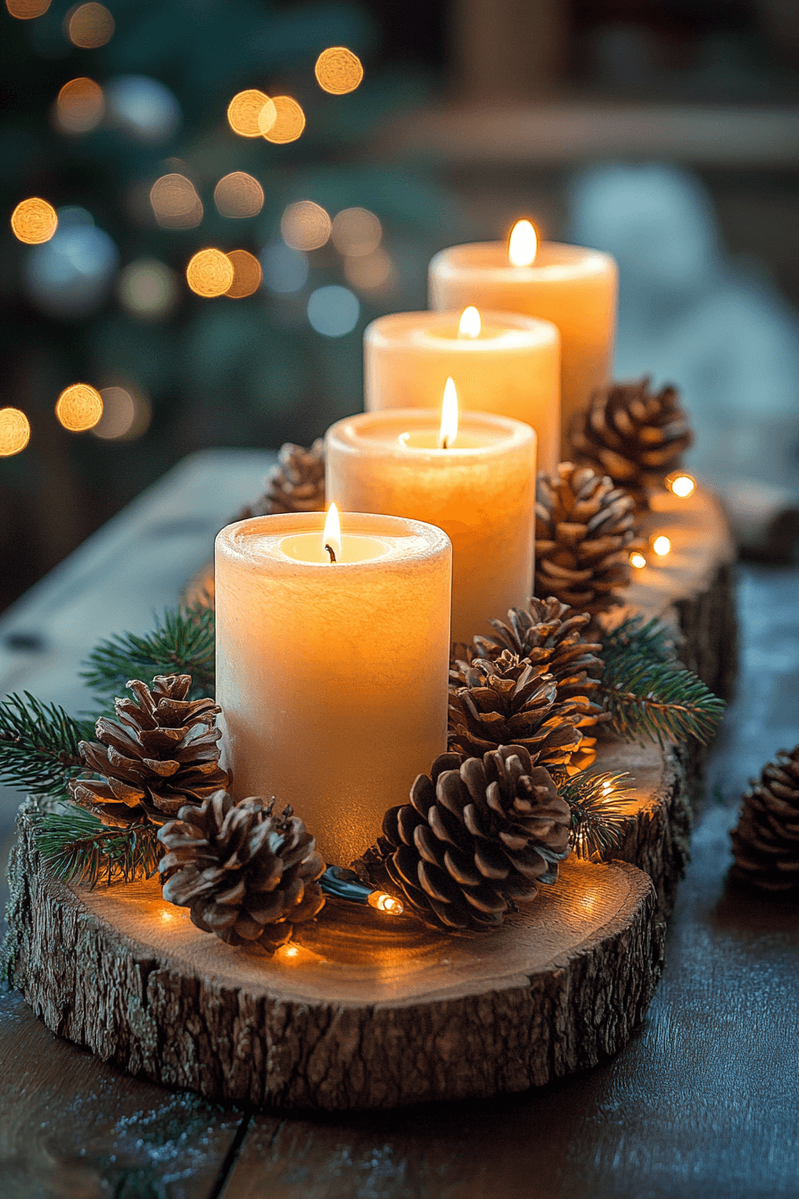4 pinecone candle winter accent