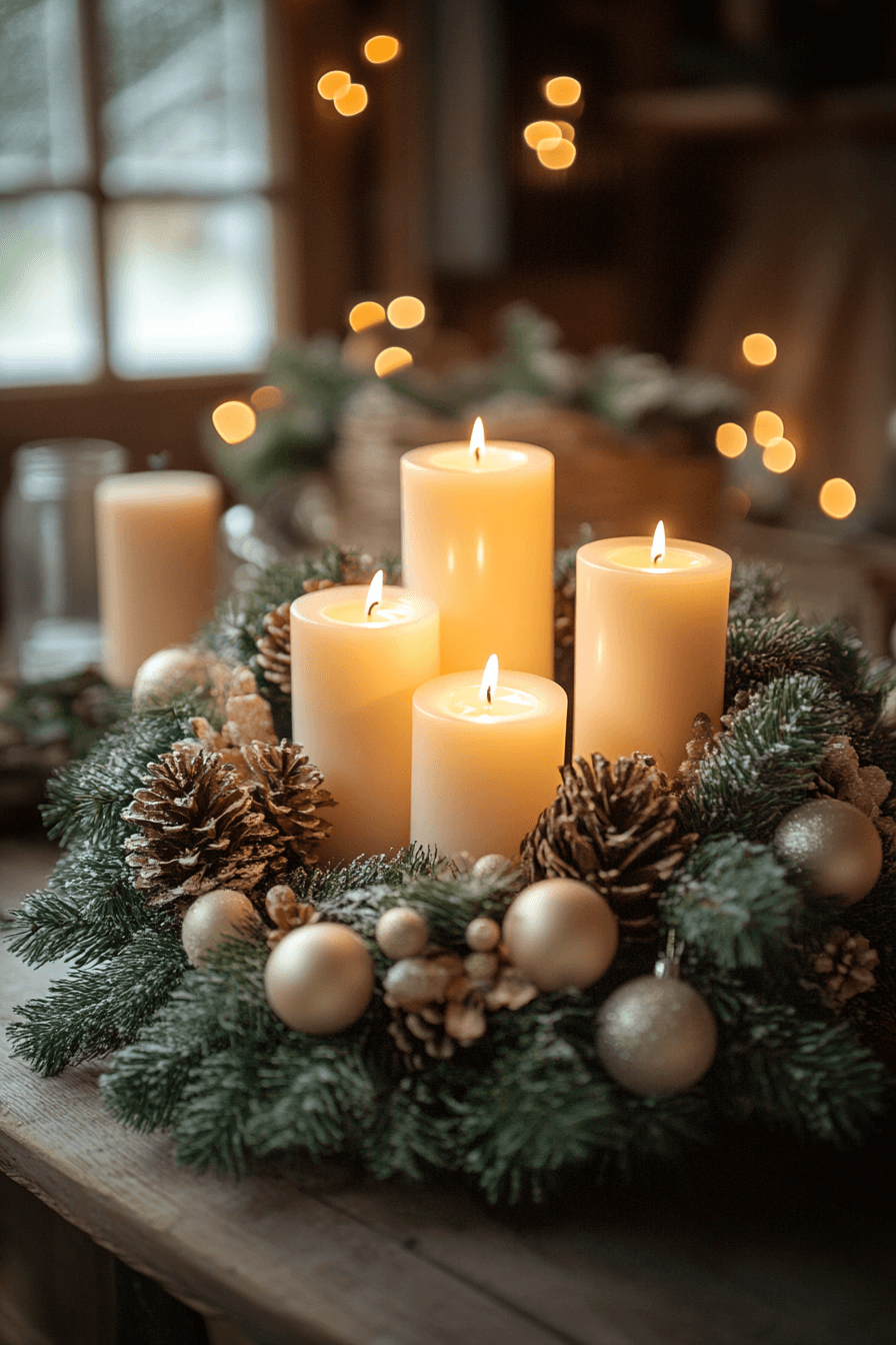 8 wreath candle glow centerpiece