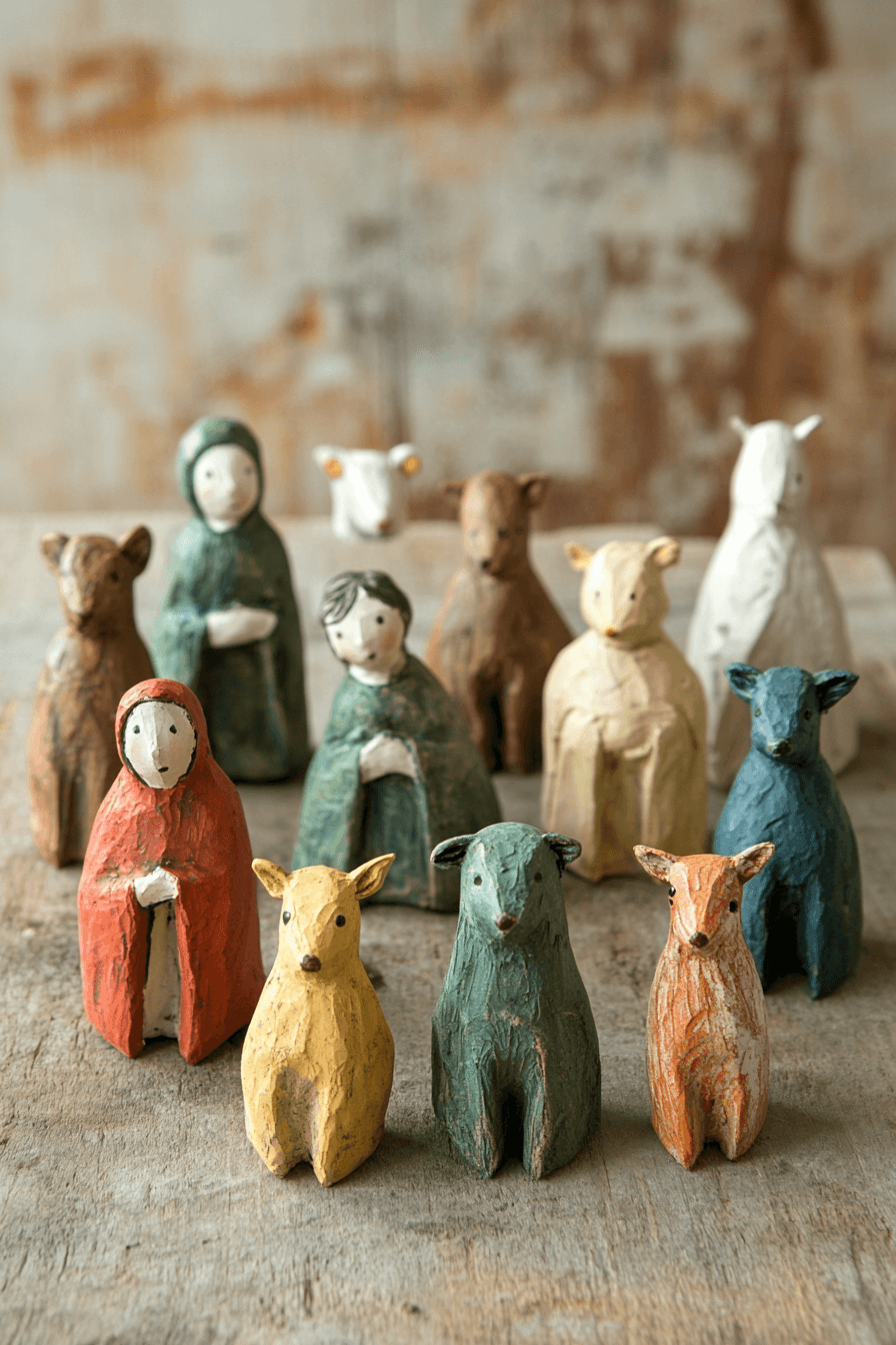 9 handmade nativity clay scenes