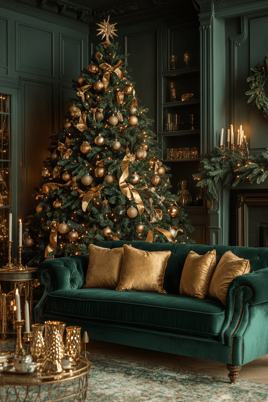 6 golden green festive shine