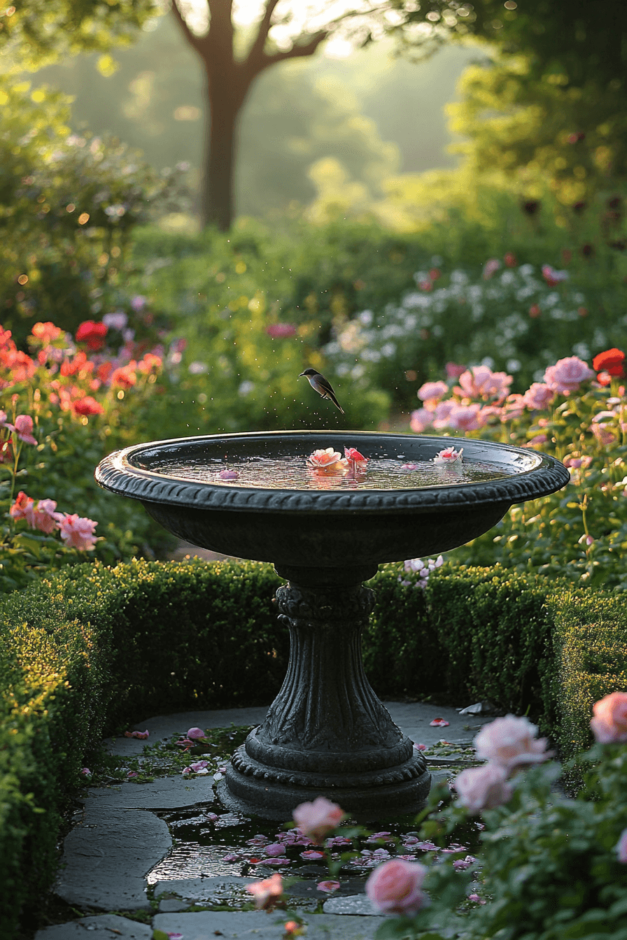 15 ornate bird bath accent