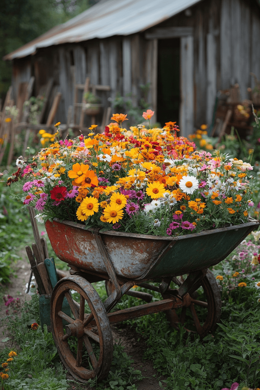 19 vintage planter wagon