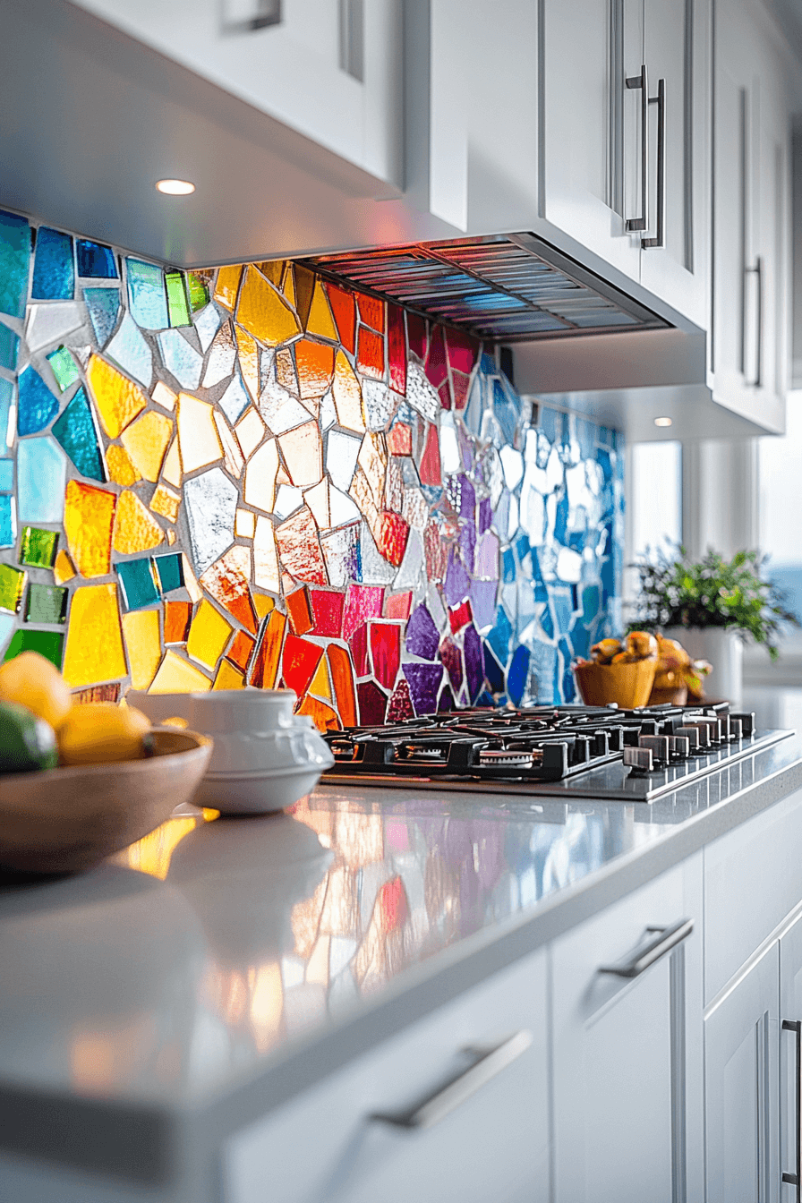 3 shimmering glass mosaic walls