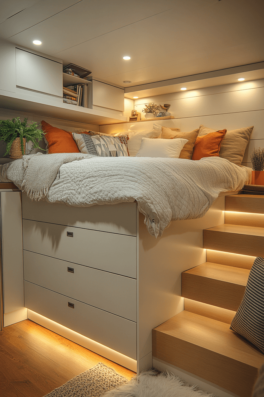 5 built in storage loft