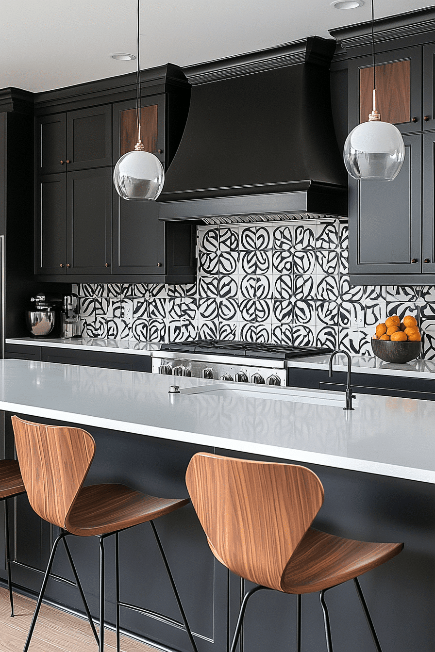 6 geometric tile kitchen feature