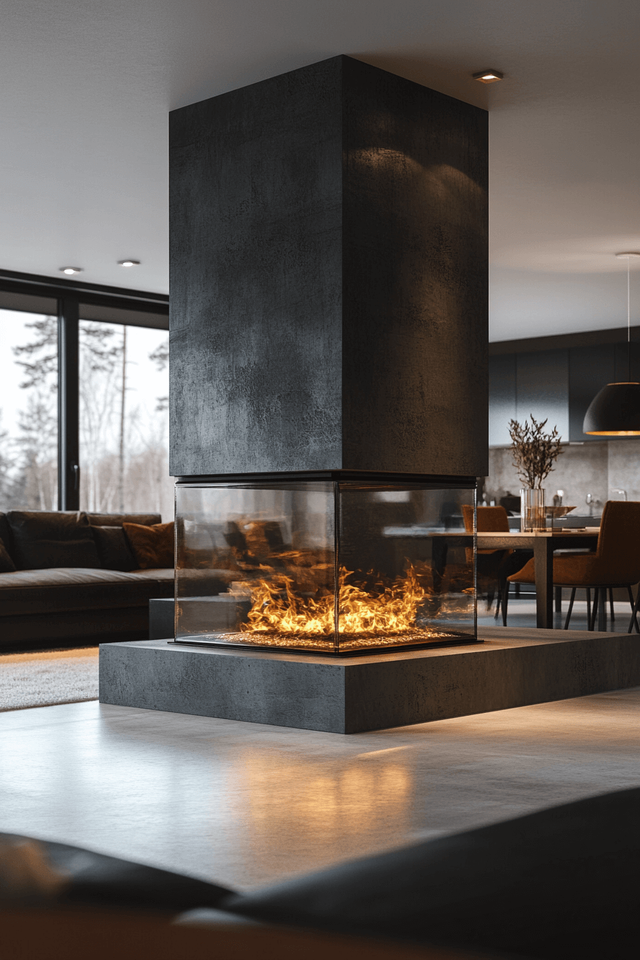 7 glass flame showcase