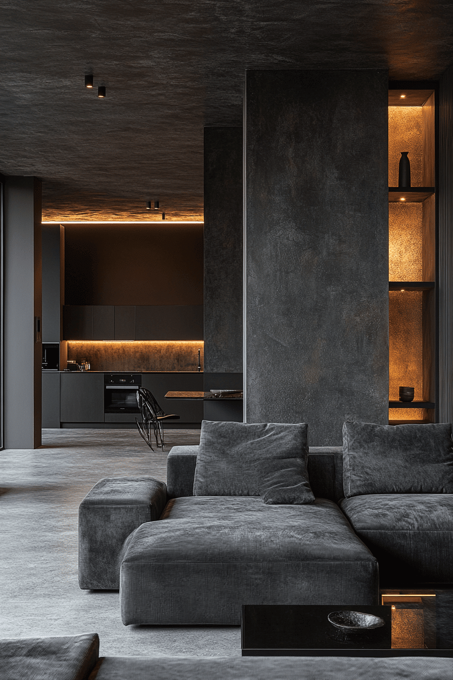 1 luxe modern dark grey living room