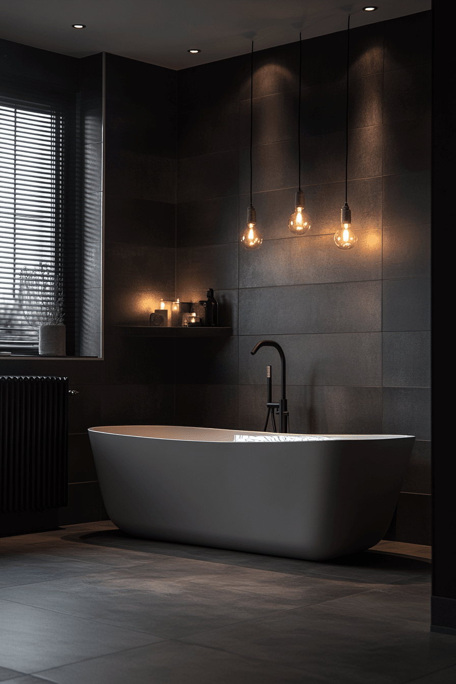 1 serene dark grey bathroom