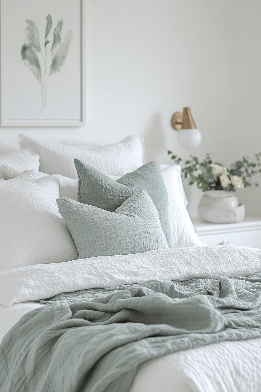 11 sculptural soft green accents