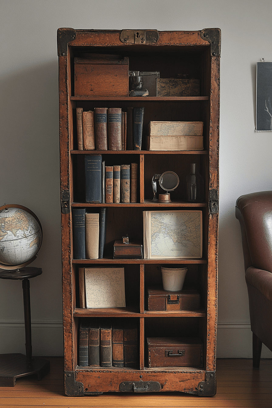 12 antique travel chest shelving