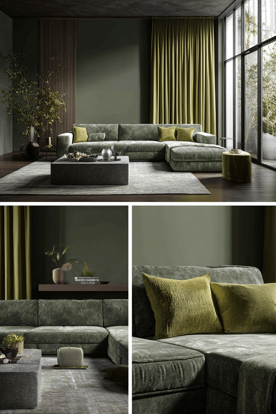 12 mixed texture olive living room