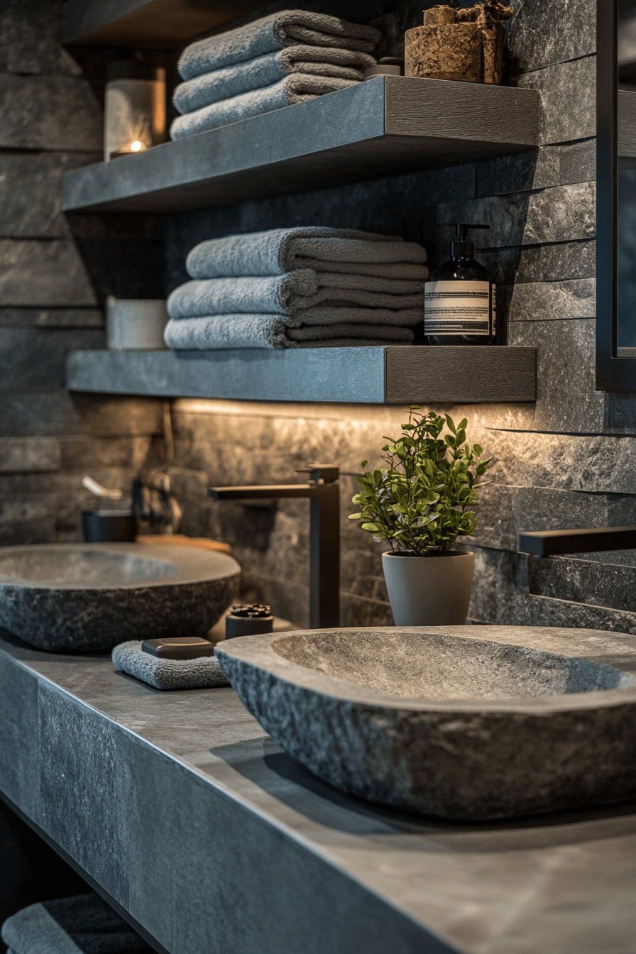 14 earthy dark grey bathroom
