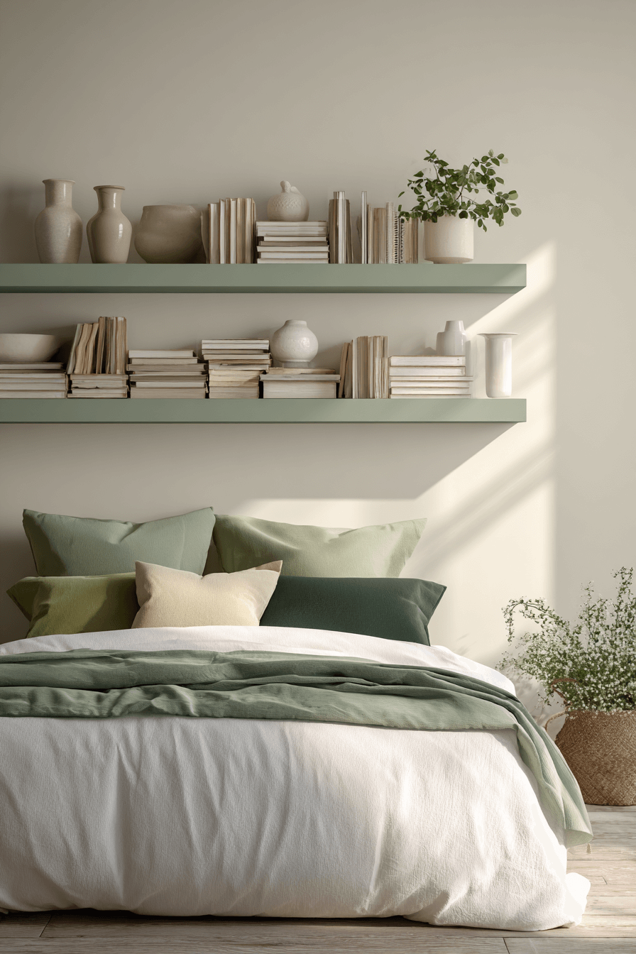 14 floating shelf green styling