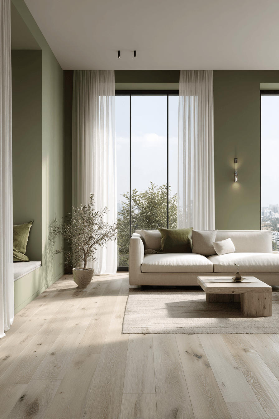 14 open light olive living room