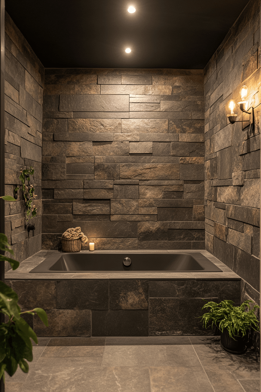 15 slate layered bathroom
