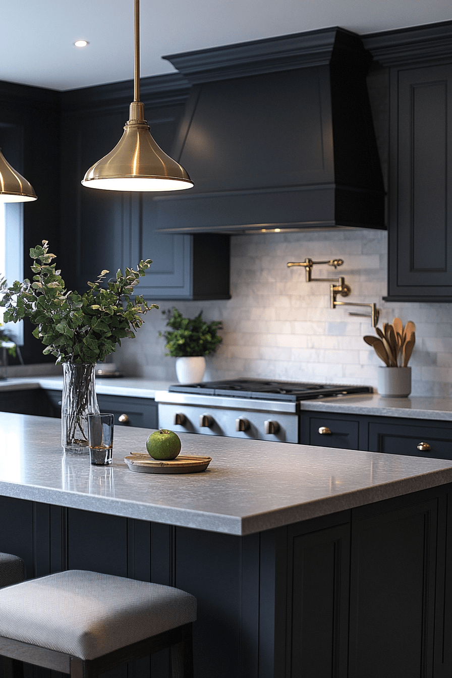 15 soft glow dark grey kitchen