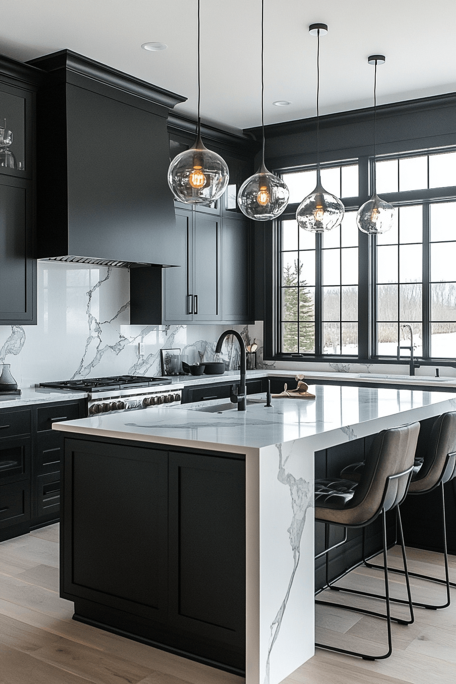17 dramatic contrast modern kitchens