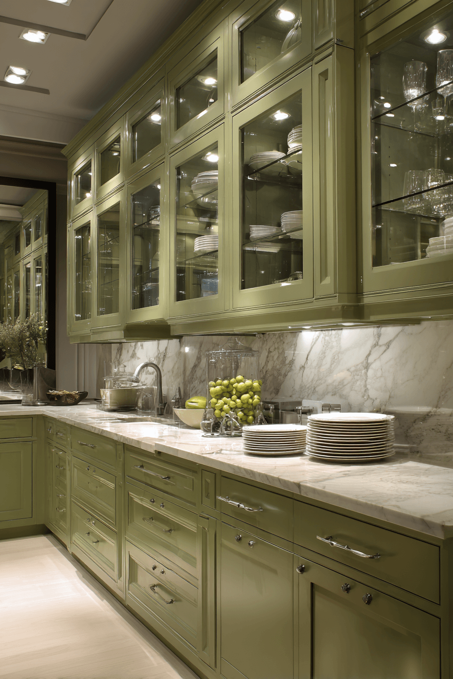 19 glass front olive