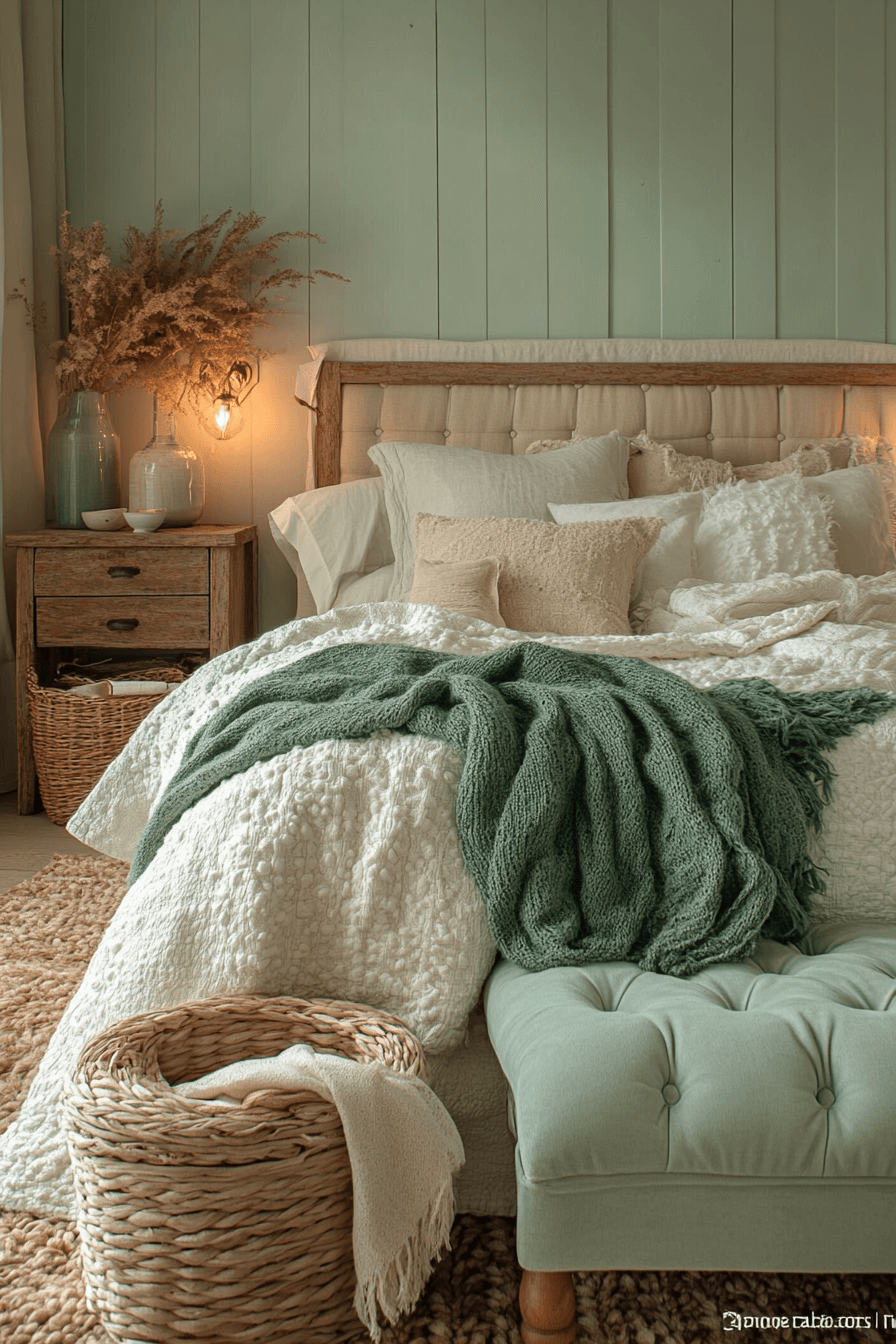 2 cozy cream and sage layers