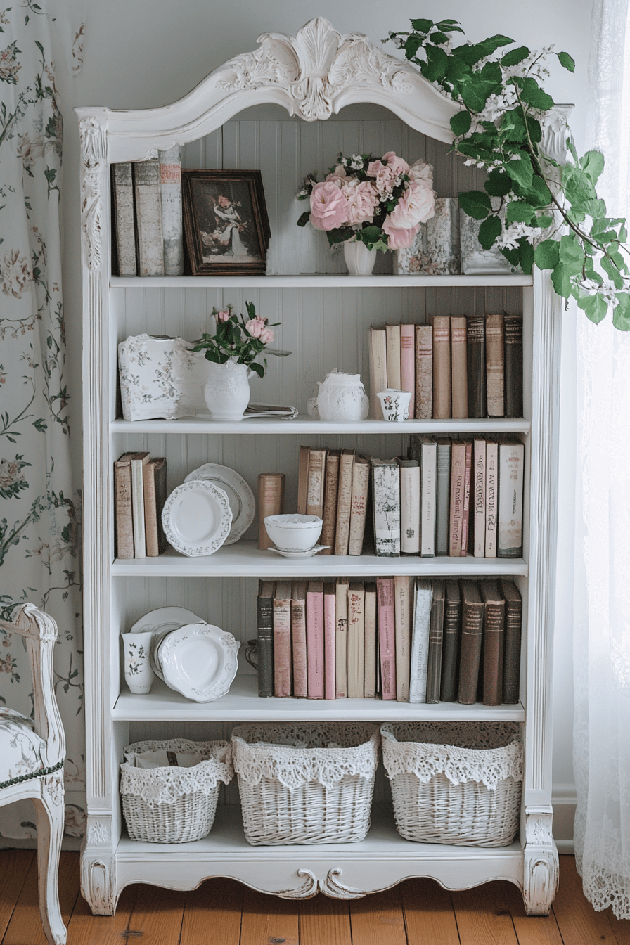 2 french ivory vintage shelf