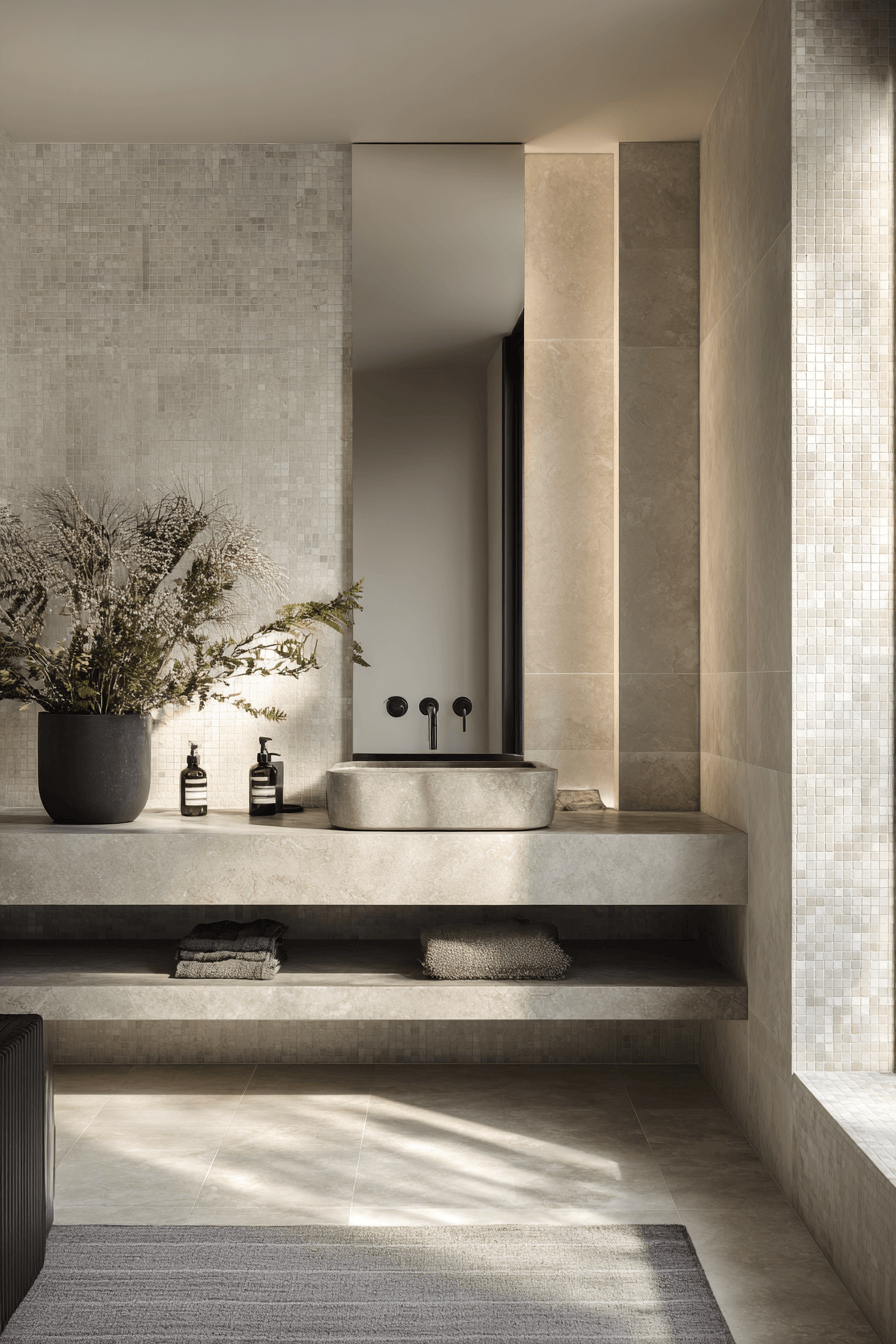 20 immersive monochrome bath styling