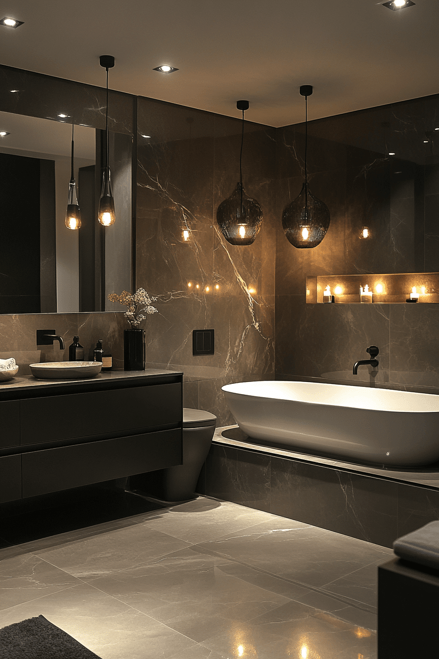 20 marble accent grey bath