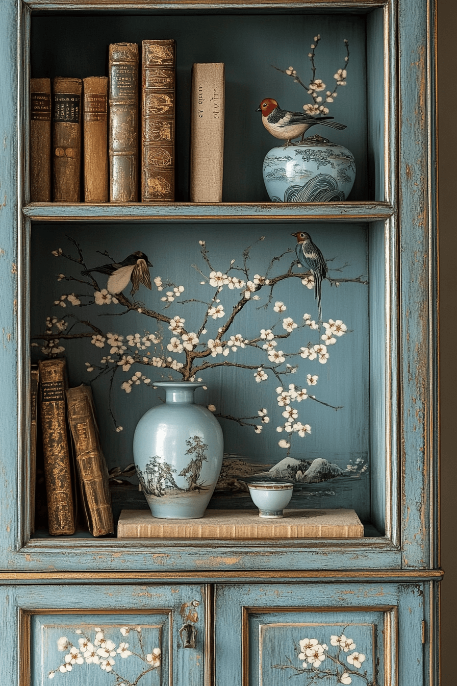 21 decorative chinoiserie display case