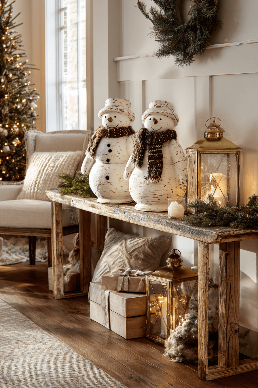 21 rustic snowman accents