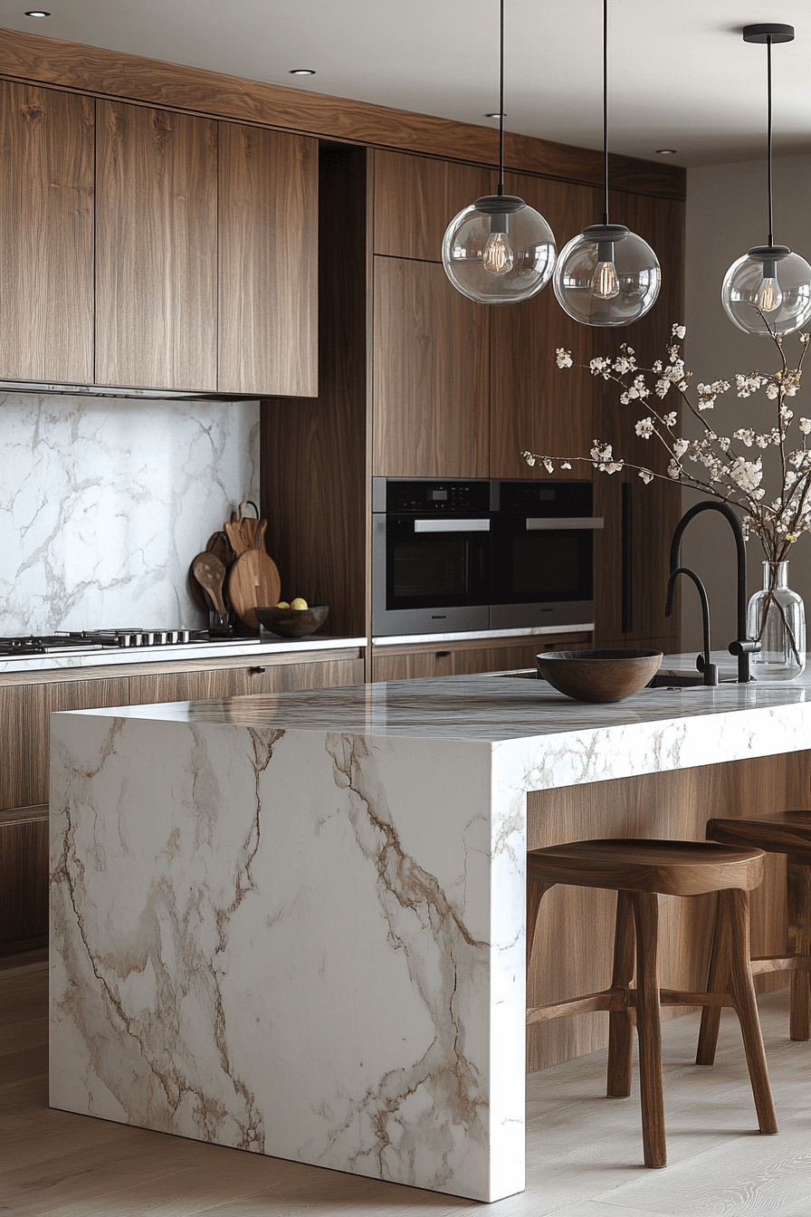 22 veined marble feature kitchens
