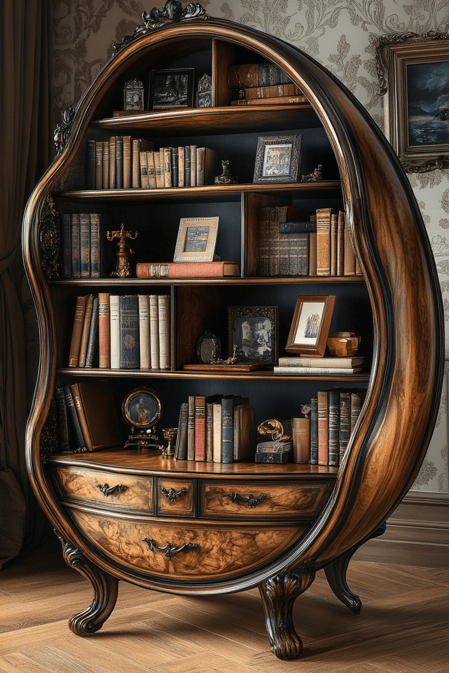 23 dramatic bombe curved bookcase
