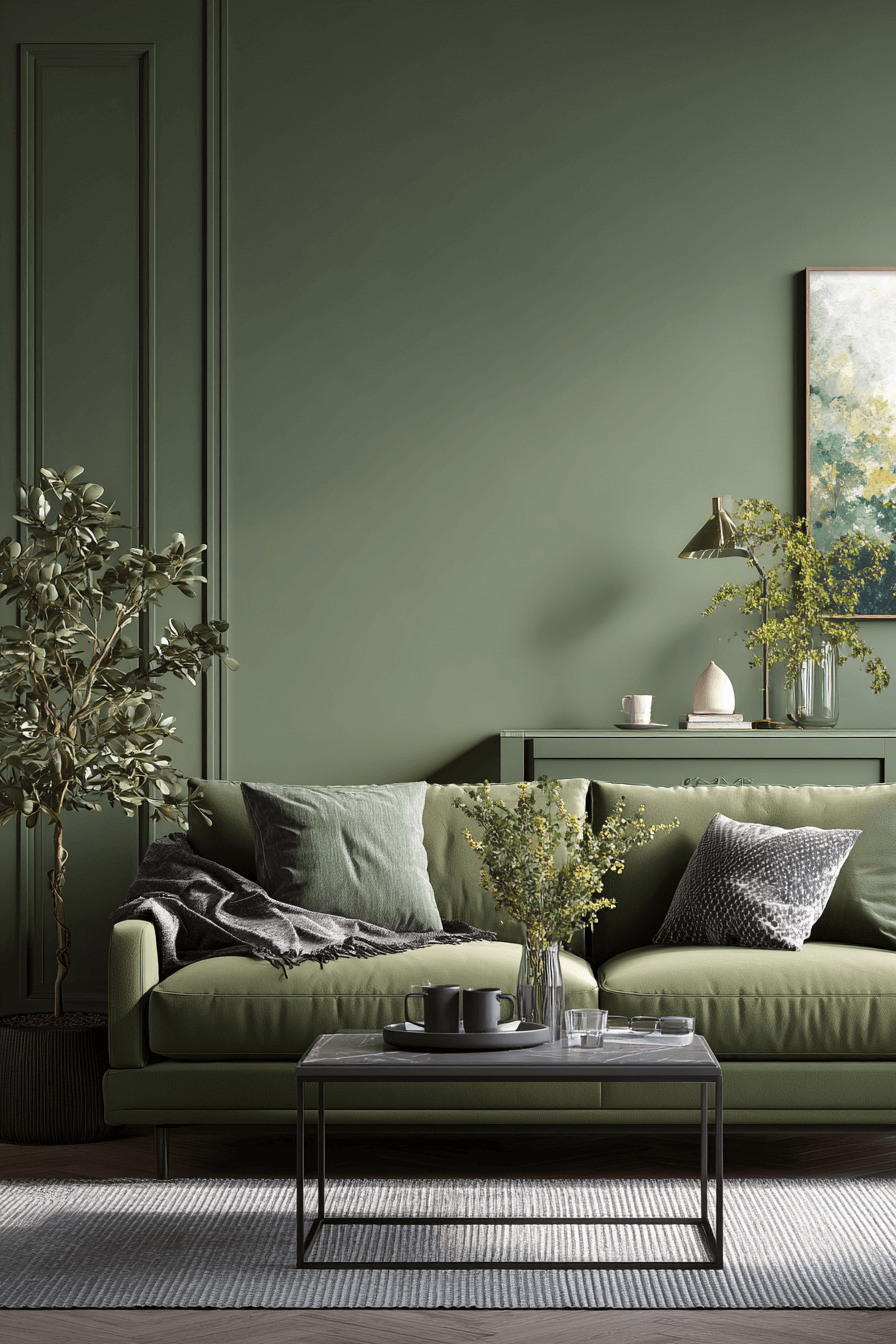 23 layered green olive living room