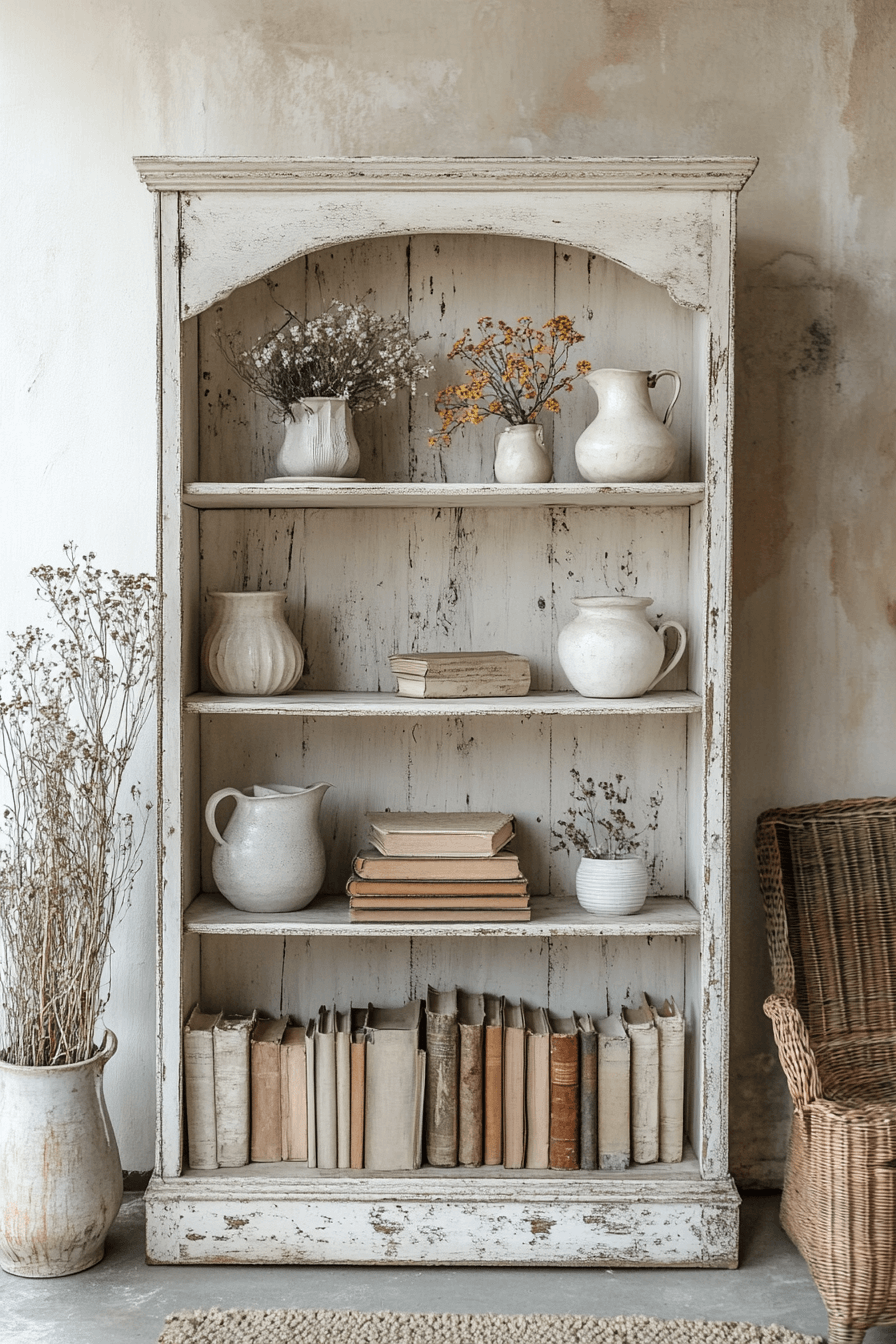 3 timeworn oak display cabinet