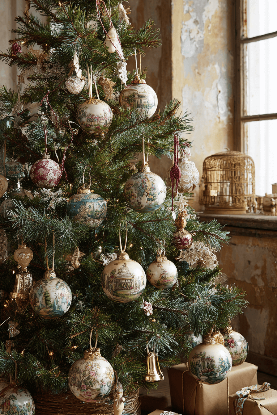 4 illustrated heritage ornaments