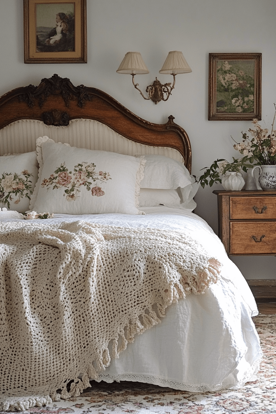 6 distressed upholstered headboard