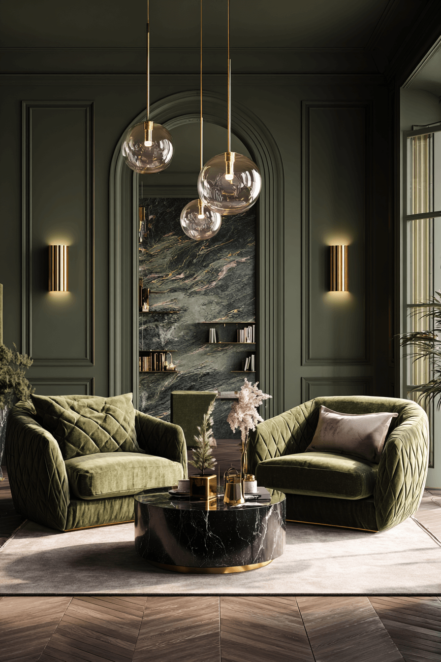 6 glam olive living room style