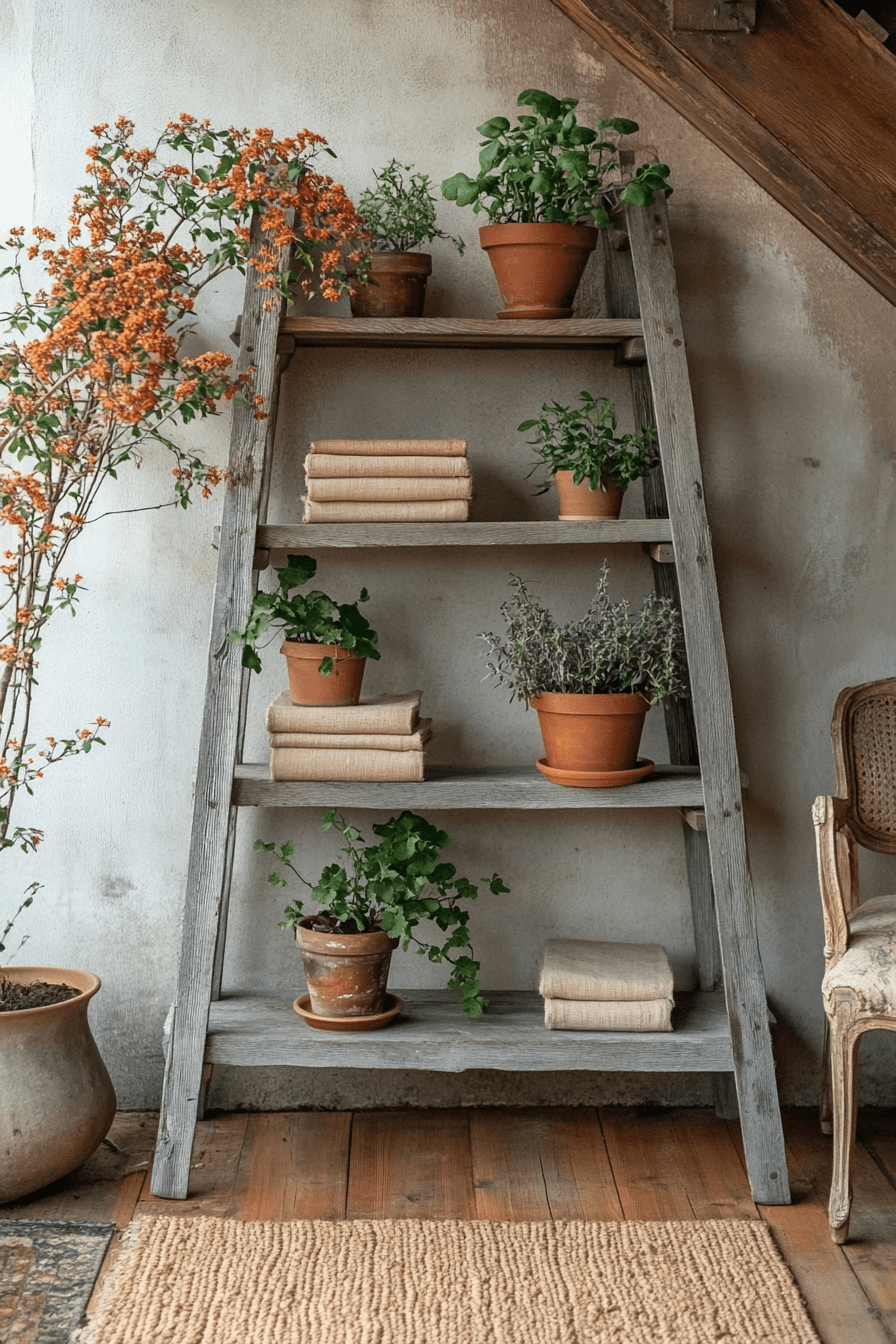 6 reclaimed wood ladder unit