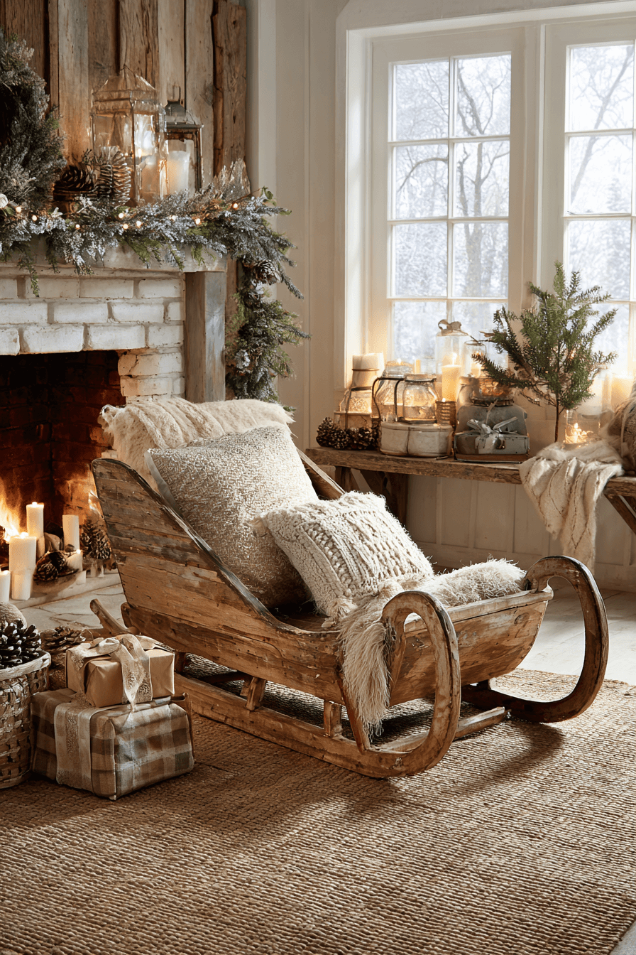 7 rustic winter sleigh accent