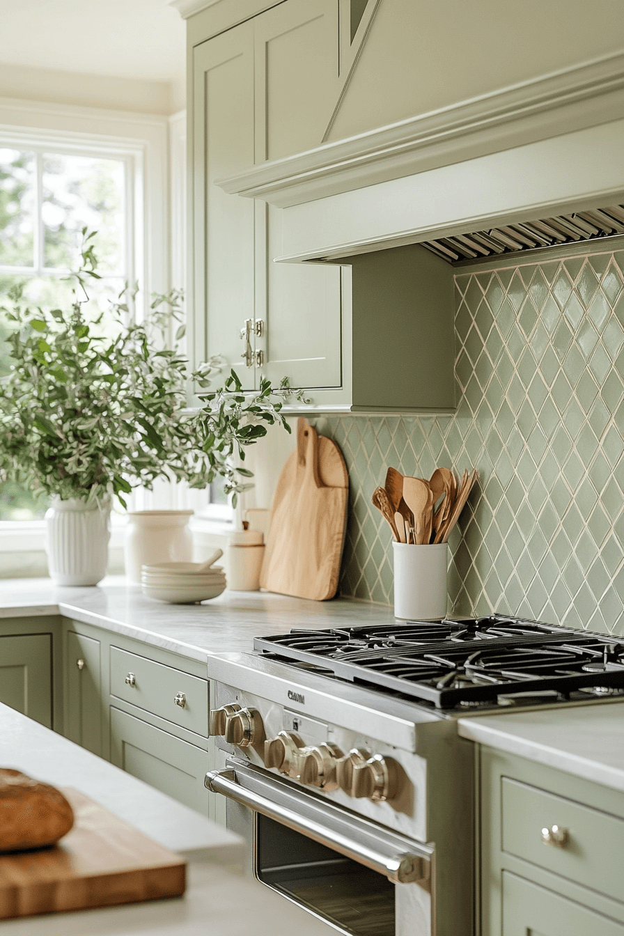 8 chevron sage elegance