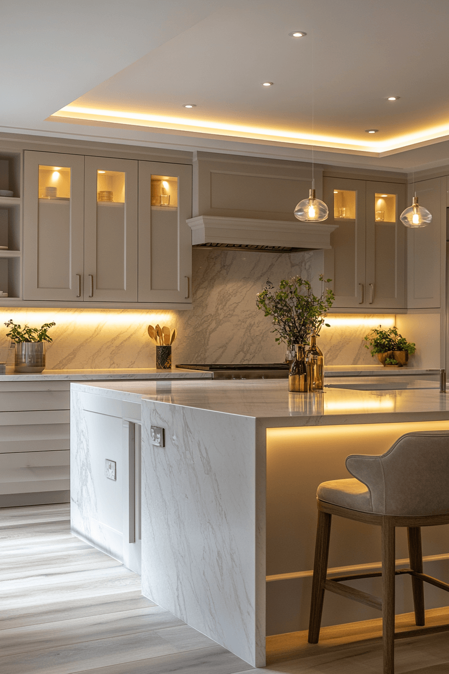 8 luminous taupe cabinet look